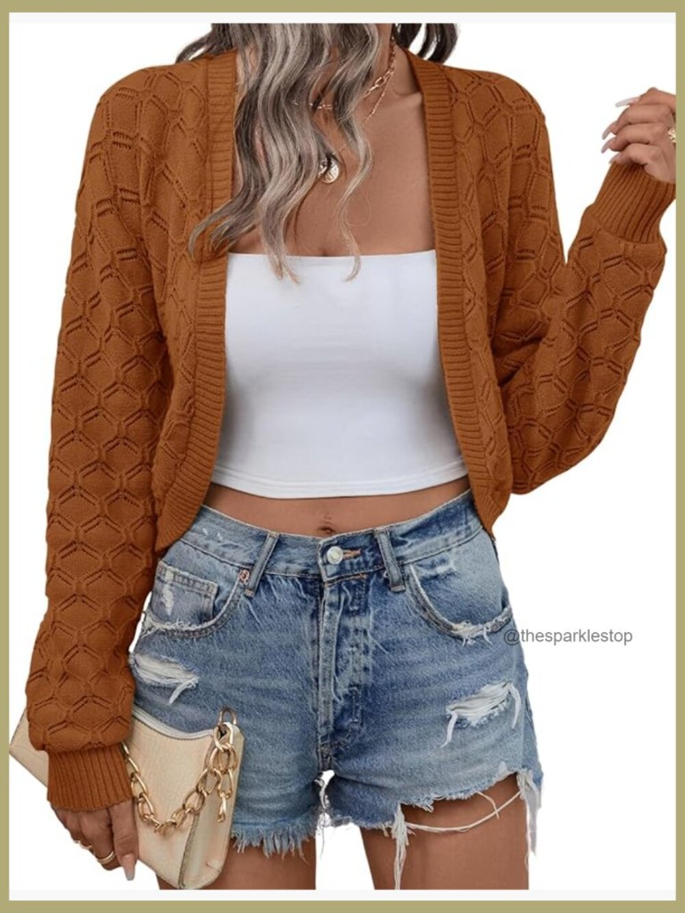 Cropped Cardigan Bolero Shrug Knit Open Front Long Sleeve Sweater Lightweight